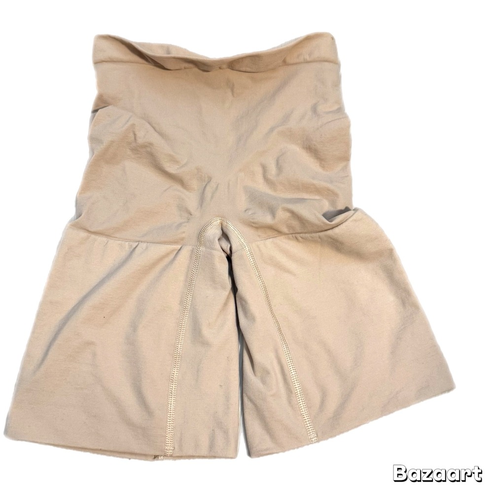 Spanx Power Sculpting Mid Thigh Shapewear Shorts High Waist nude tan beige Med